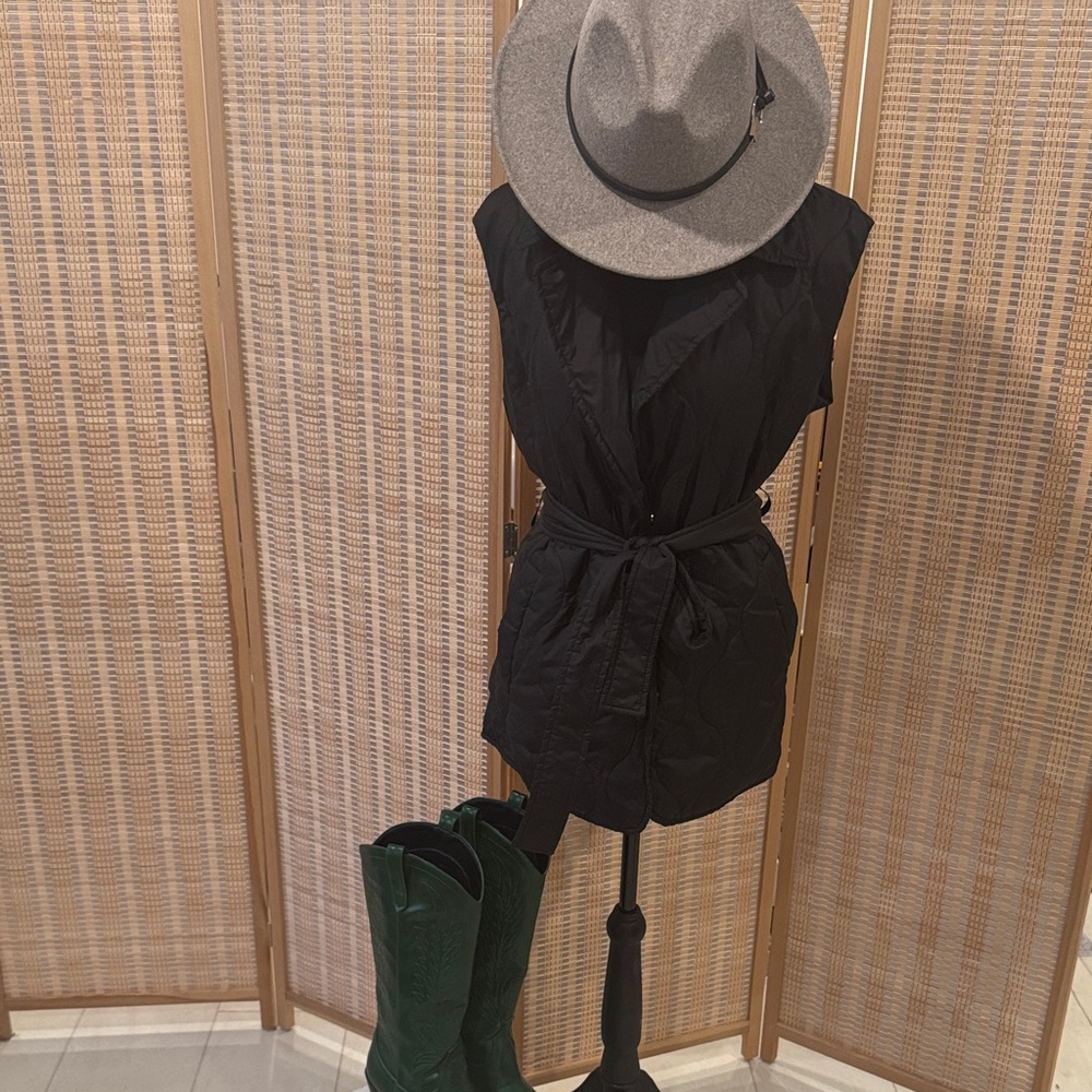 Black Women's Vest with Tie Waist